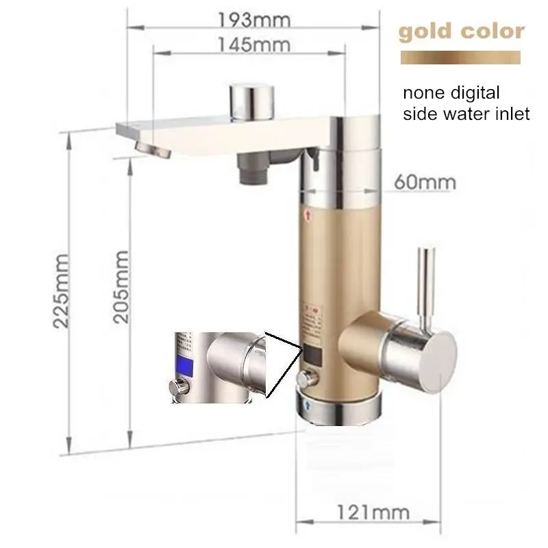 3.5kW водонагреватель мгновенный Электрический водонагреватель без резервуара для ванной комнаты Душ кухонная раковина боковой Нижний Вход ЕС вилка - Цвет: gold side in