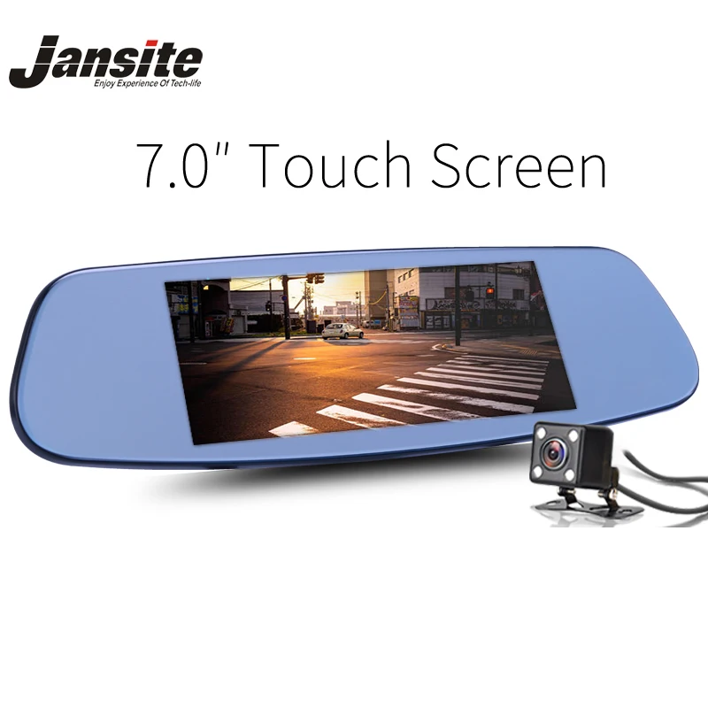 

Jansite 7" Touch display dual dash cam vehicle camera Full HD SD/MMC Card Cyclic Recording Cyclic Recording Night Vision Mirror