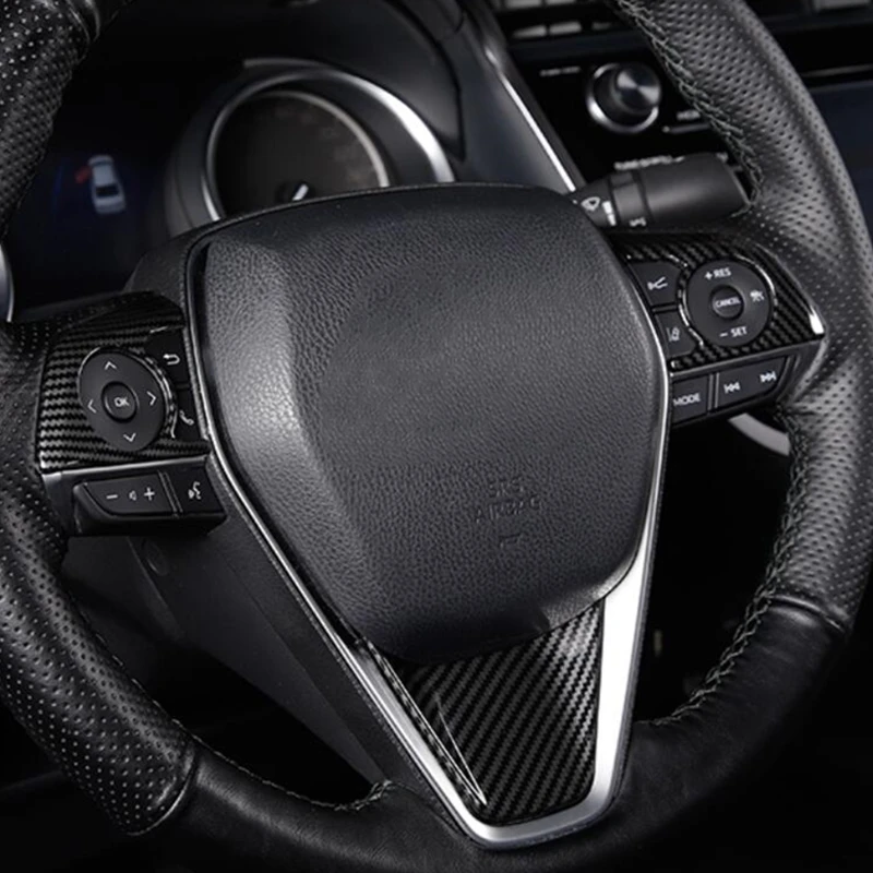 1 комплект из углеродного волокна, крышка для рулевого колеса, рамка для Toyota Camry