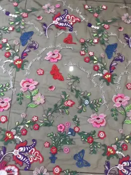 

5 yards Heavy Embroidered Tulle LaceFabric with Floral,2019 New Pattern Deluxe Multiple Colors Embroidery Mesh Lace Cloth