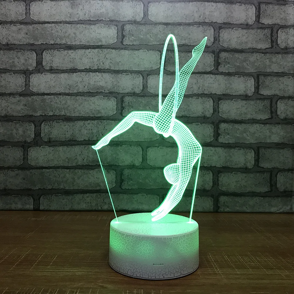 

Gymnast 3d Night Light Remote Touch switch White base Lovely 7 color change 3D Lamp Kids Room Usb Led Light