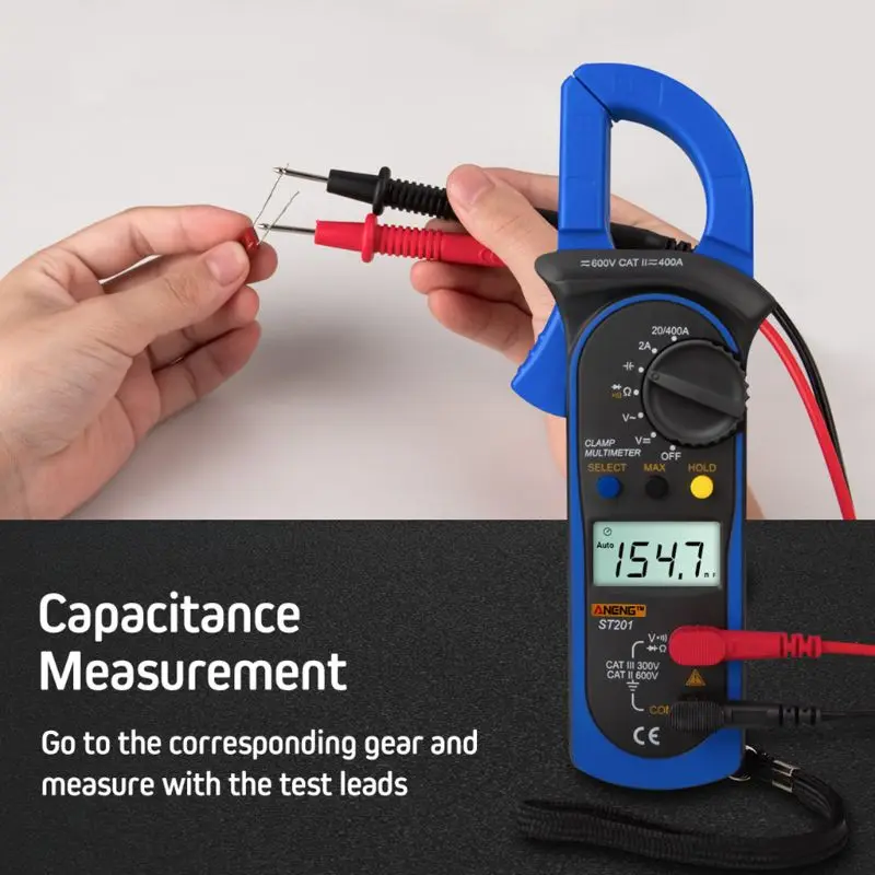 Цифровой мультиметр-зажим ST-201 True RMS lcd Многофункциональный Ом DC AC Вольтметр AC Амперметр тестер данных