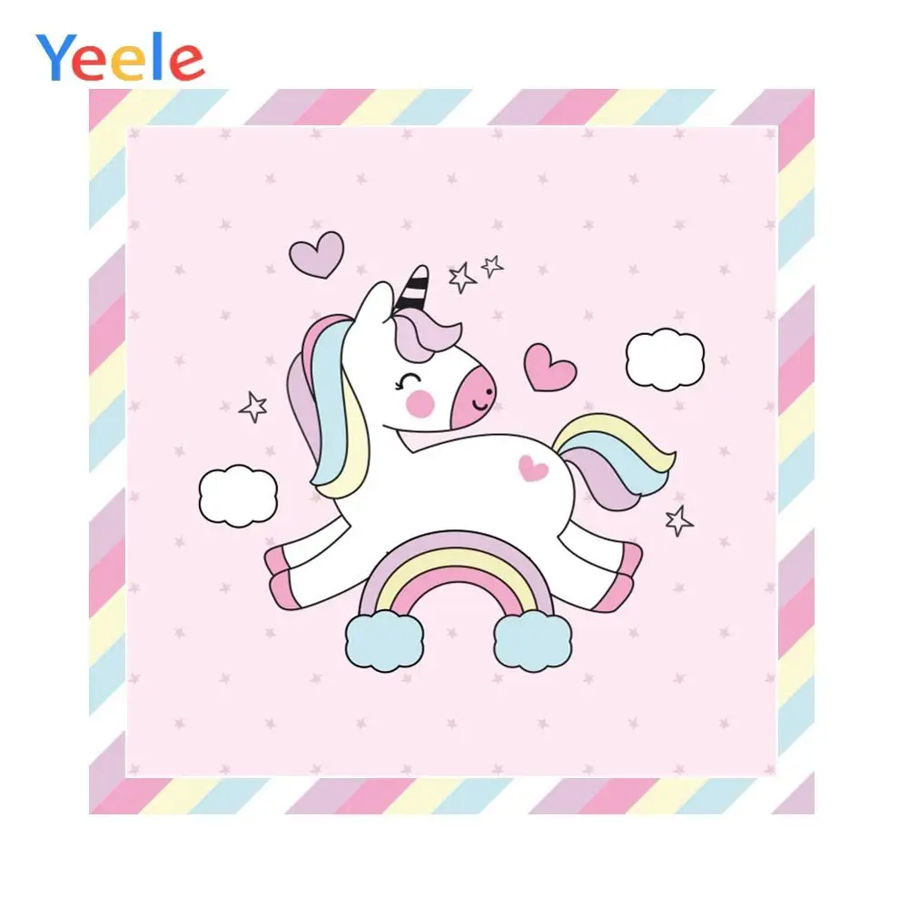 Yeele Cute Unicorn Rainbow Little Baby Birthday Party Customized Photography Backdrops Photographic Backgrounds For Photo Studio