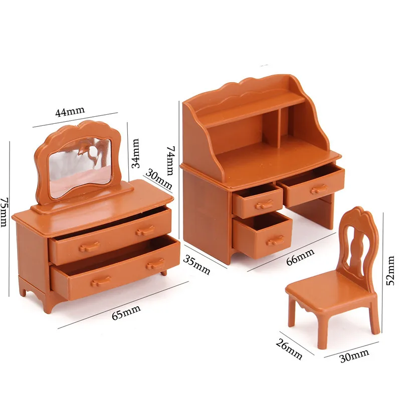 Винтажный миниатюрный набор мебели для спальни, комод, стол, зеркало, мебель, набор игрушек для детей, рождественский подарок, аксессуары для кукольного домика