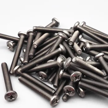 

M3 Titanium Screw Ti Machine Screw 6-30mm Round Cross Truss Head Ti color not polished titanium screws Ti fastener pack of 24