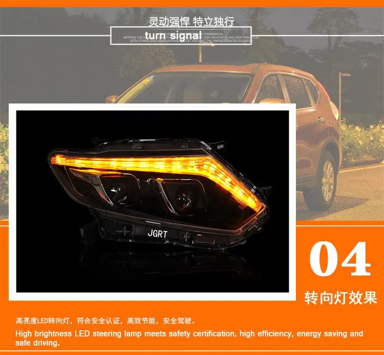 Автомобильный стиль светодиодный фары для Nissan X-Trail- для X-Trail Головной фонарь светодиодный объектив двойной луч H7 HID Xenon bi xenon объектив