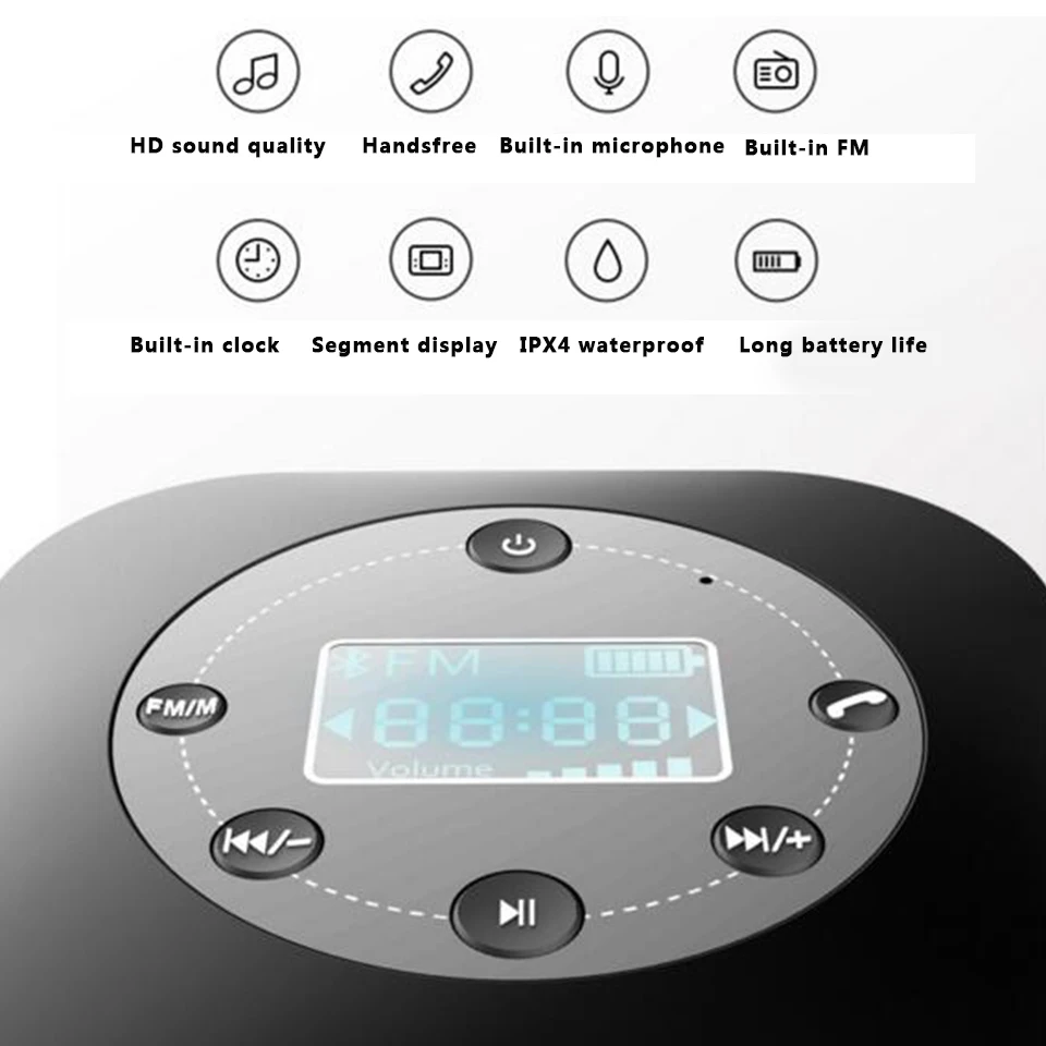 Беспроводная bluetooth-колонка, водонепроницаемая, на присоске, для душа, сабвуфер, Bluetooth колонка, Hi-Fi, объемная звуковая система, душевая колонка