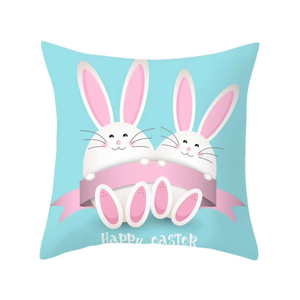 

Easter Rabbit Print Pillow Case Polyester Sofa Car Cushion Cover Home Decor 45cm x 45cm Square Decoration pillowcases #B5