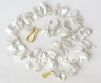 

FREE SHIPPING>>>@@ > N243 20mm Baroque natural white Reborn Keshi pearls necklace E1969