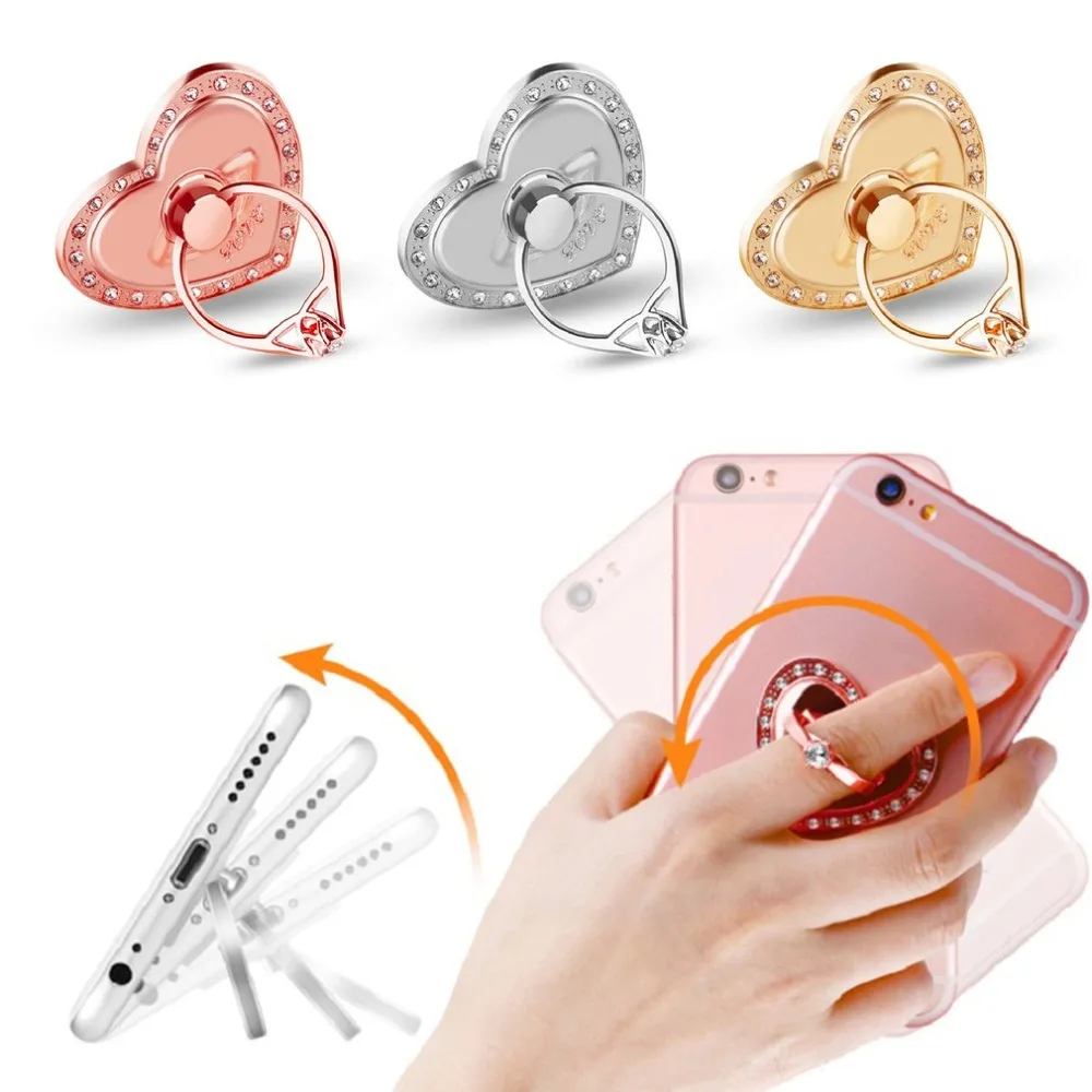 Finger Ring Phone Holder For iPhone X 8 7 6 6S Plus 5S Heart Shape Stand Holder for IPAD MP3 Car Mount Phone Stand For Samsung