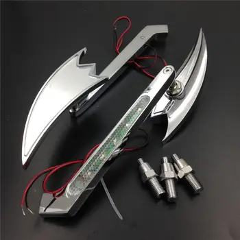 

Motorcycle LED Turn signal Crooked Arrow Mirrors For Harley Sportster XL Low Rider V-Rod Street Electra Glide Heritage Chrome