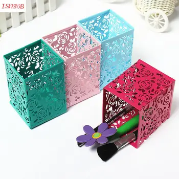

Case Rose Flower Square Pen Pencil Mesh Holder Organizer Container Cosmetic
