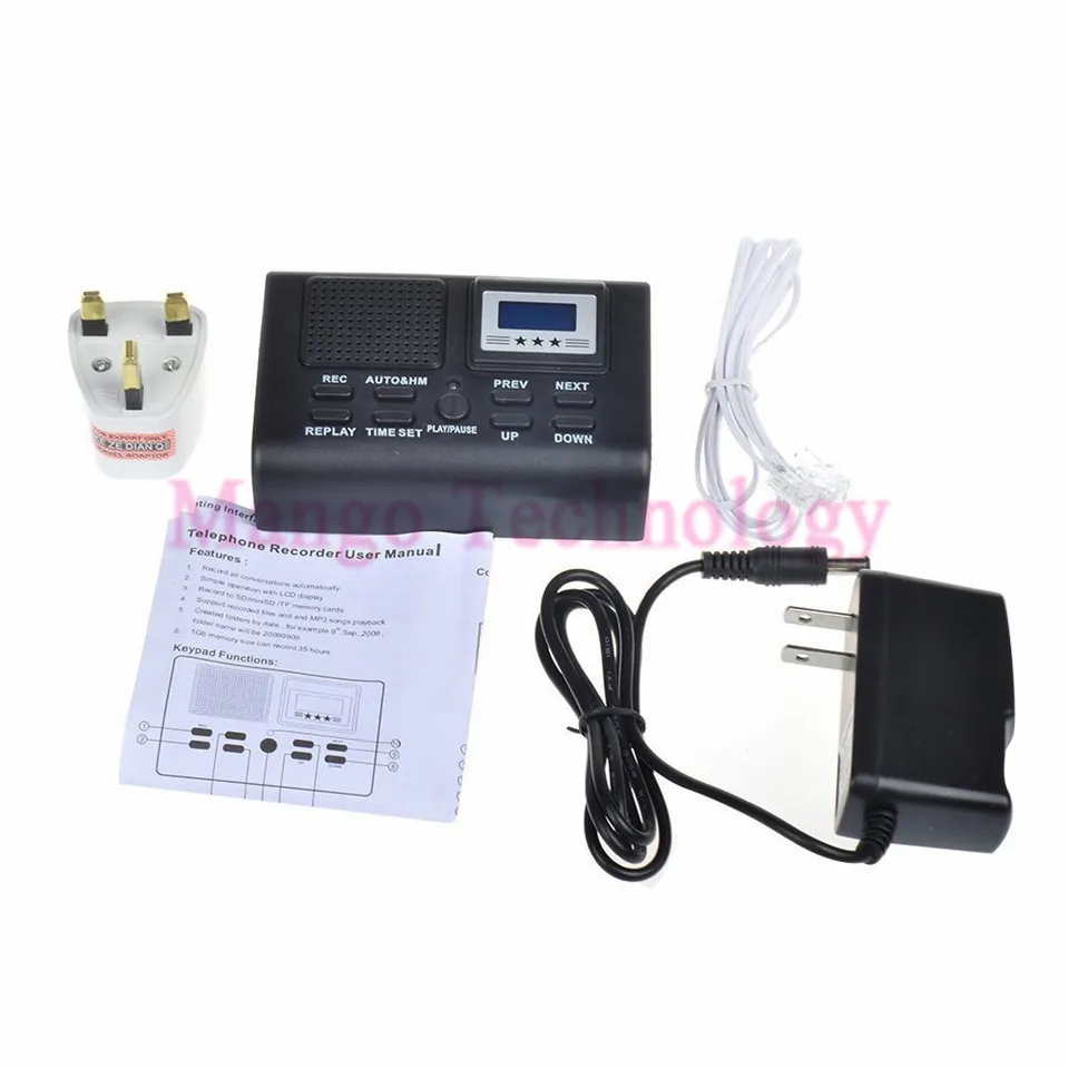 2017 High Quality Telephone Telephone Logger/Telephone Voice Monitor Blue LCD display With Clock function Digital Voice Recorder
