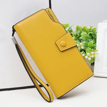 

Lady Candy Colors Leather Long Wallet Lady Handle Case Card Purse Zipper Buckle Packet Best Sale-WT