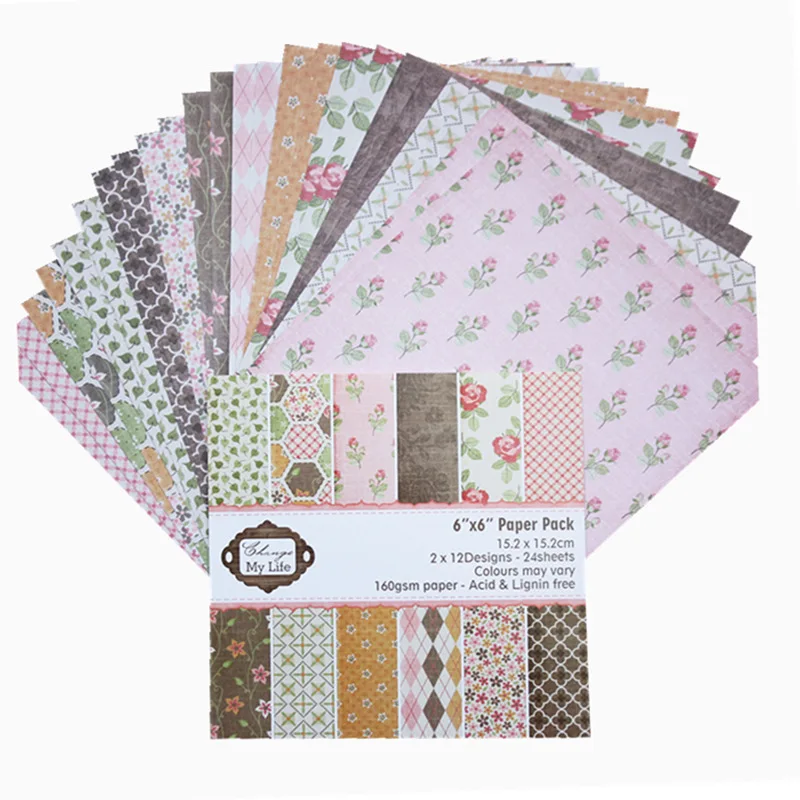 

12pcs/Pack 6*6inch Change My Life Patterned Paper Pack for Scrapbooking DIY Happy Planner Card Making Journal Project