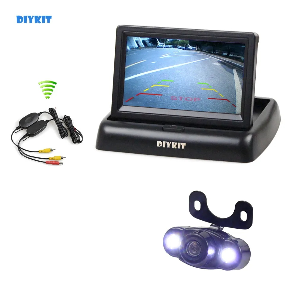 DIYKIT Wireless 4.3 Inch Car Reversing Camera Kit Back Up Car Monitor