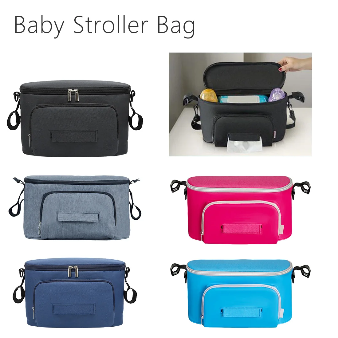 

Buggy Pram Baby Stroller Bag Cart Basket Hook Backpack Stroller Accessories Organizer soild color Bags Mama Carriage