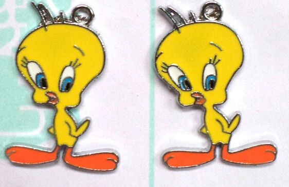 

wholesale Free shipping New 50 Pcs yellow Tweety Bird Charm Metal Pendant jewelry Make Gift