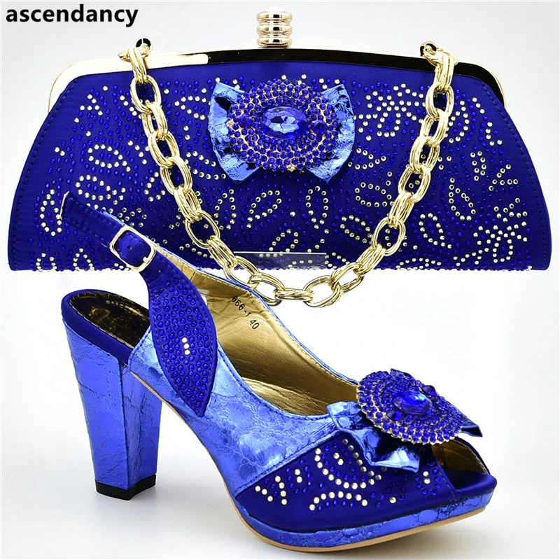 

Shoes and Bag Set African Set 2019 Blue Color Italian Shoes and Bags for Women African Matching Shoes and Bag Italian In Women