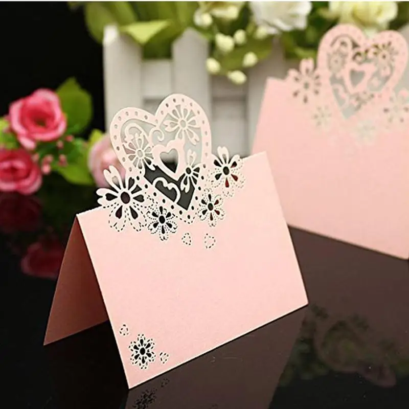 

50pcs Love Heart Name Tag / Place Card / Seat Card / Name Card / Table Card For Weddings Feasts Or Parties
