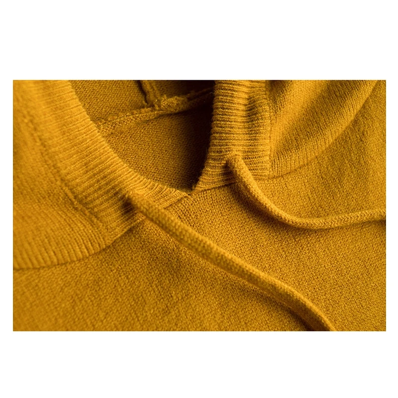 Women's Hooded Sweater Cashmere Blended Loose Sweater Solid Color Student Knitted Casual Tops Pink Color Pullover Sweaters