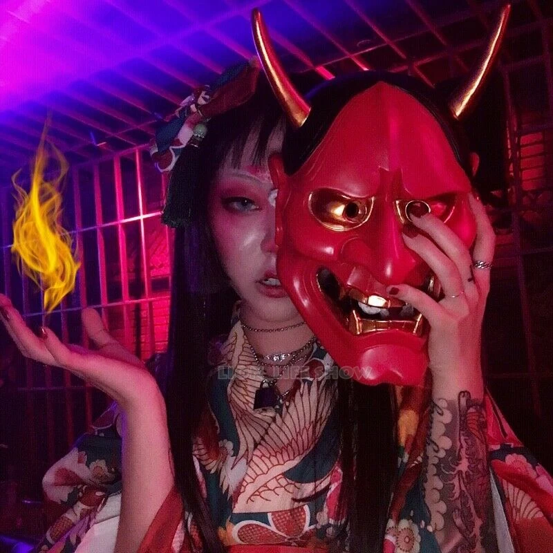 Japanese Buddhist Evil Oni Noh Hannya Mask Halloween Horror Costume Cosplay S9I3