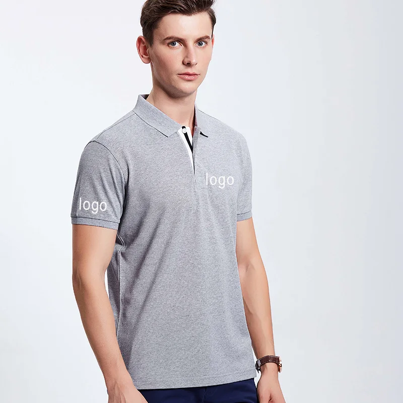 Polo shirt men summer uniforms for work Custom Printed Photo Logo For Business Staff Company Uniform