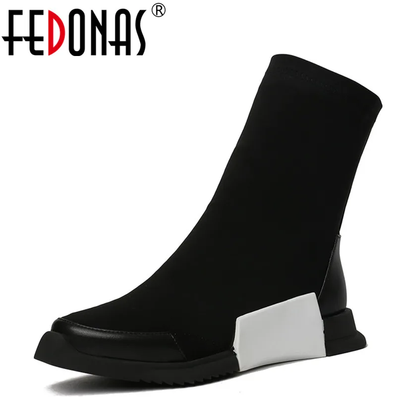 FEDONAS 1New Arrival Women Mid-Calf Boots Autumn Winter Warm Platforms Flats Shoes Woman Round Toe Brand Quality Stretch Boots FEDONAS 1New Arrival Women Mid-Calf Boots Autumn Winter Warm Platforms Flats Shoes Woman Round Toe Brand Quality Stretch Boots