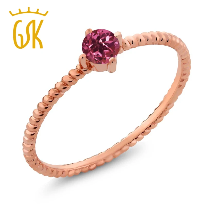 Buy Real 10K Rose Gold Ring 0.15 Ct Round Natural Pink