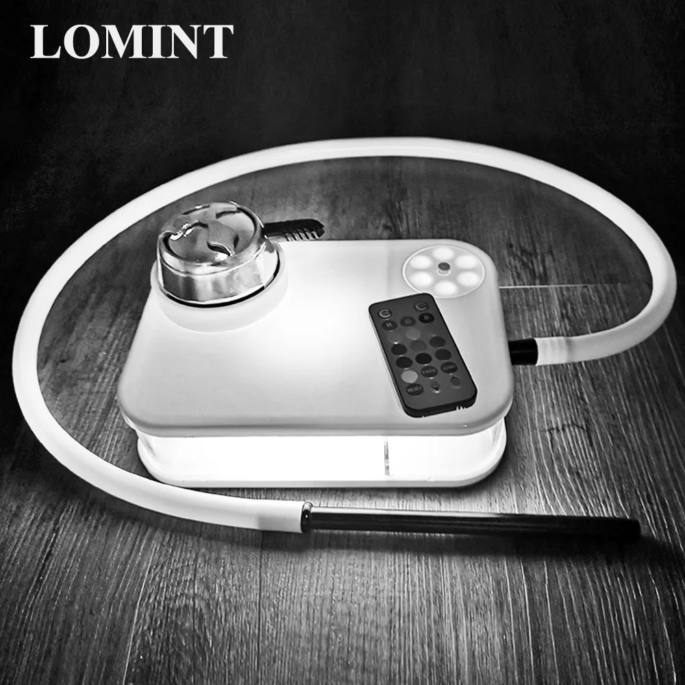 

LOMINT Modern Acrylic Hookah Shisha Black Narguile Nargile Smoking Water Pipe With LED Light factory wholesale Drop Shipping