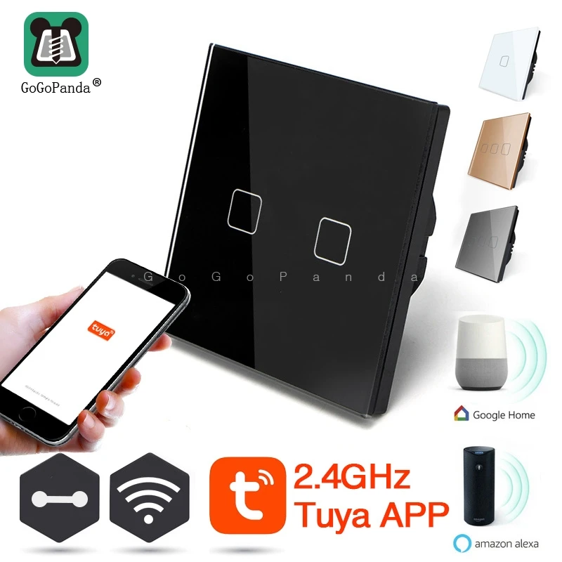 

EU Standard 1 Way Wifi Remote Control Wall Light Controller Smart Home Automation Touch Switch Amazon Google Gome Tuya App