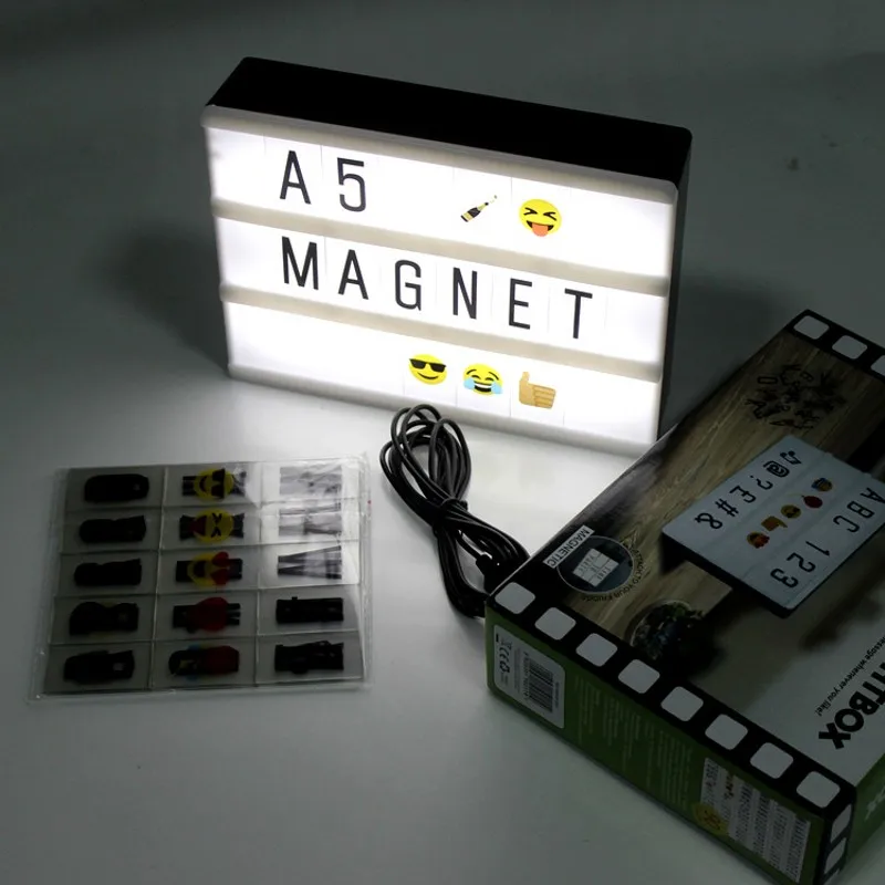A4 A5 Размеры лайтбокс кинотеатра ночник RGB DIY доски для записей с черными буквами/номера AA Батарея приведенный в действие Портативный Кино коробка