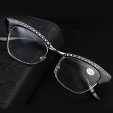 Gafas de lectura elegantes para mujer, lentes de resina, decoración de diamantes de imitación de cristal, presbicia