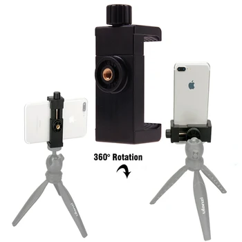 

Phone Tripod Mount Cell Phone Clipper Vertical Bracket Smartphone Clip Holder 360 Adapter for iPhone X 8 7 Plus Samsung S8 S9