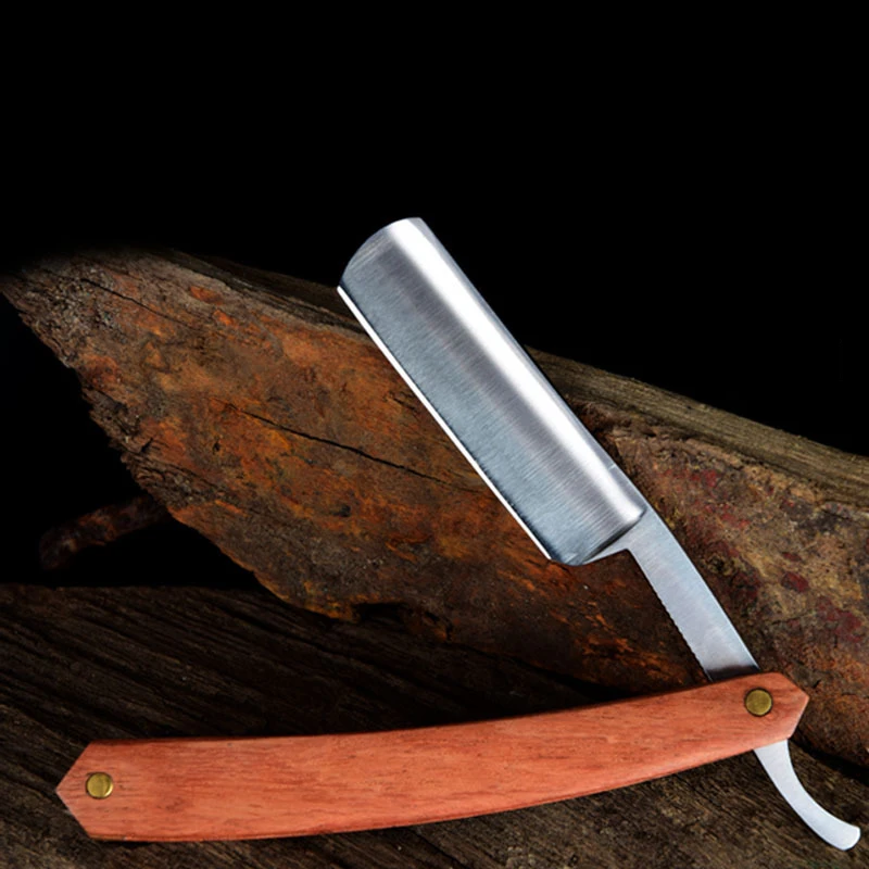 

Traditional Hand Polished Straight Edge Razor Folding Shaving Knife Brush Finish Stainless Steel Hair Remover Tool Men's razors