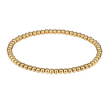 New Fashion Style Men Women Wide 4mm and 6mm Stretchable Bead Bracelets High Quality Stainless Steel Two Sizes Jewelry Wholesale