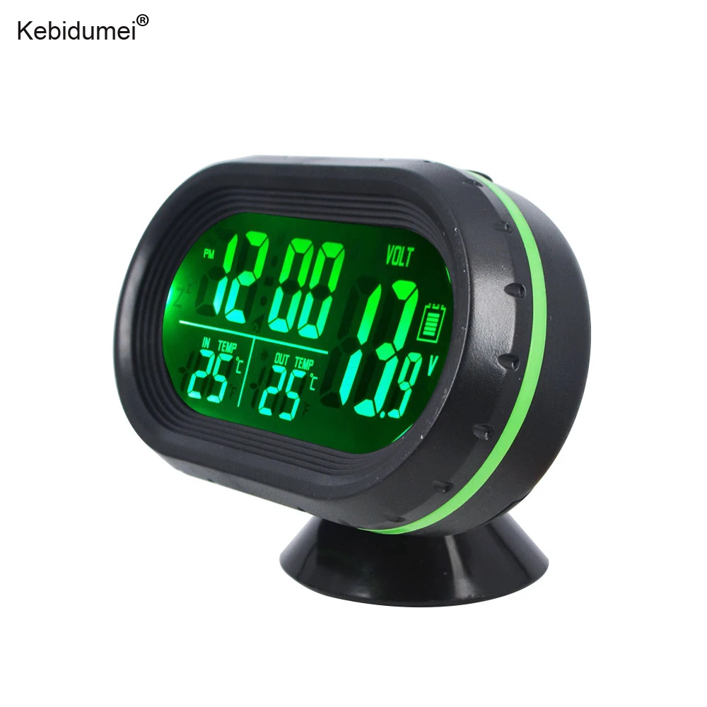 Kebidumei автомобильные часы термометр AC/DC 12 V-24 V светодиодный освещенные цифровой Экран дисплея автоматический двойной Температура тестер часы