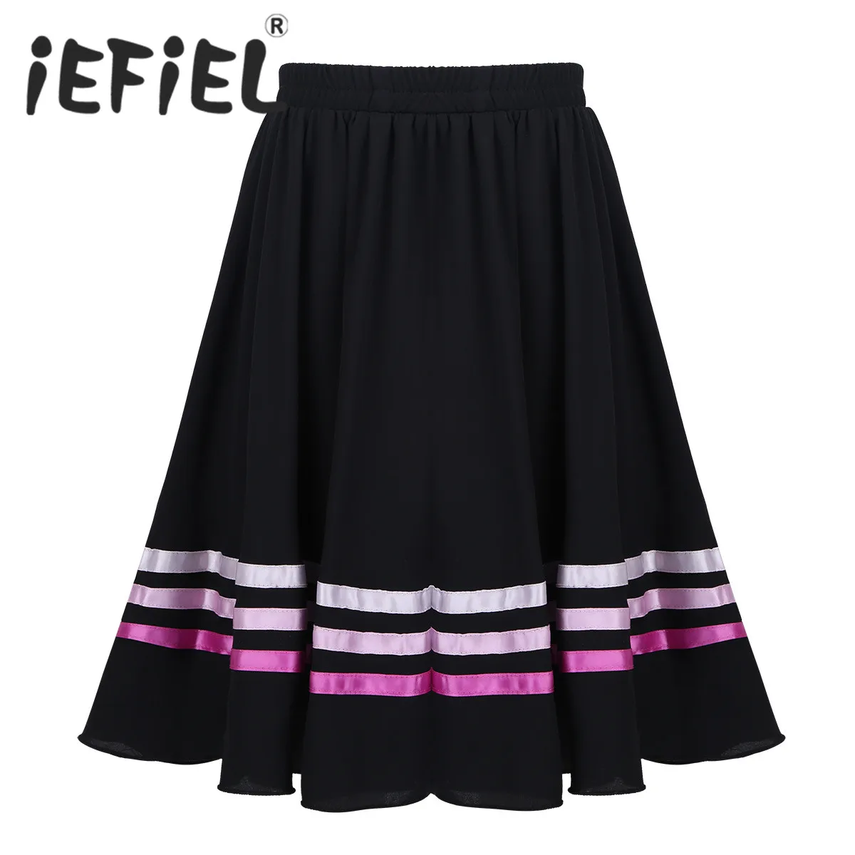 iEFiEL Kids Girls Chiffon Elastic Waist Pull On Full Circle Ribbons