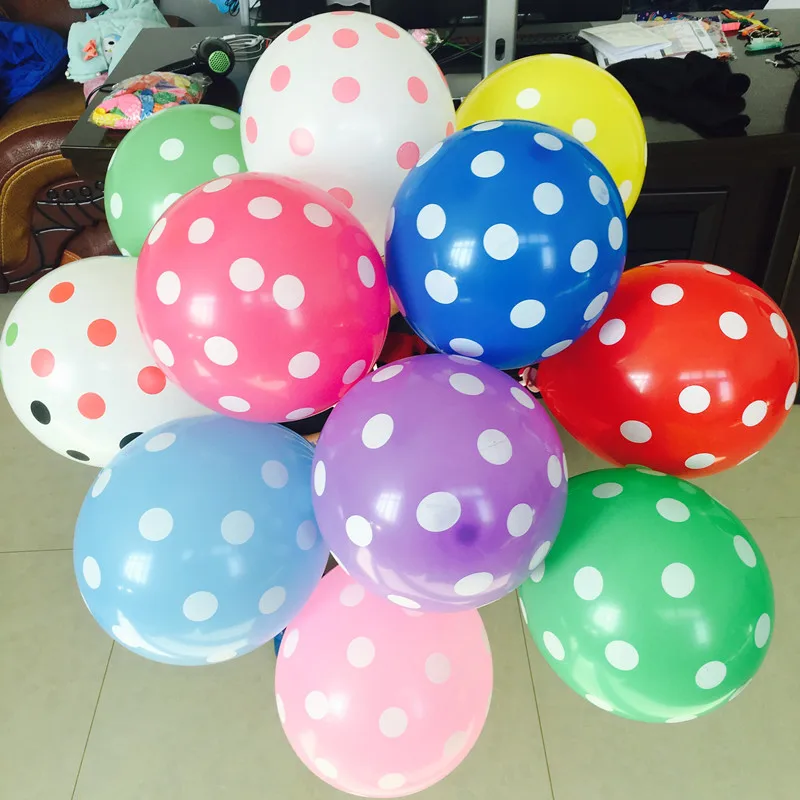 

100 pcs/ lotNew style Wave point latex balloon The printing dot balloon Color mixing Party decoration balloon Toy balloon