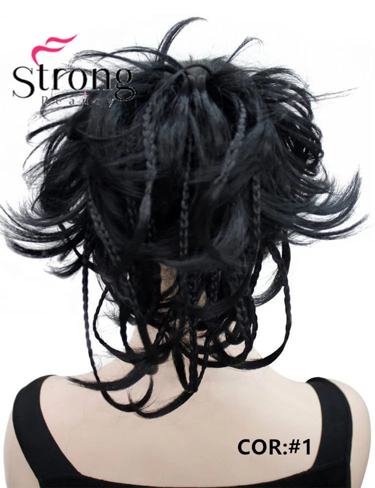 E-0288A #1 12 inch Short Wavy Culry Ponytail Handmade Braid Hair Extension With Claw Clip In Hairpiece (3)_