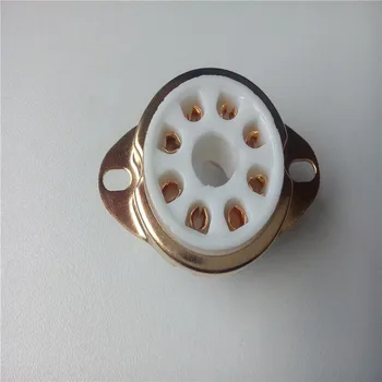 

4pcs ceramic tube socket 8 pin tube socket GZC8-Y-3-G golden foot for FU-25,1625,826,832,6A6 tube amplfier