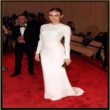 Длинный рукав для красной дорожки, популярное платье, белый спандекс, Классический наряд платье, vestido de festa Diane Kruger