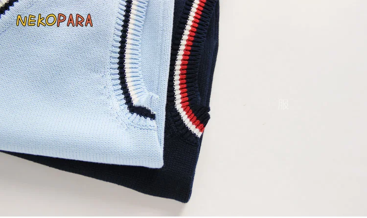 Унисекс британская школьная форма v-образным вырезом жилет японский JK свитер без рукавов хлопковые топы синий и темно-синий