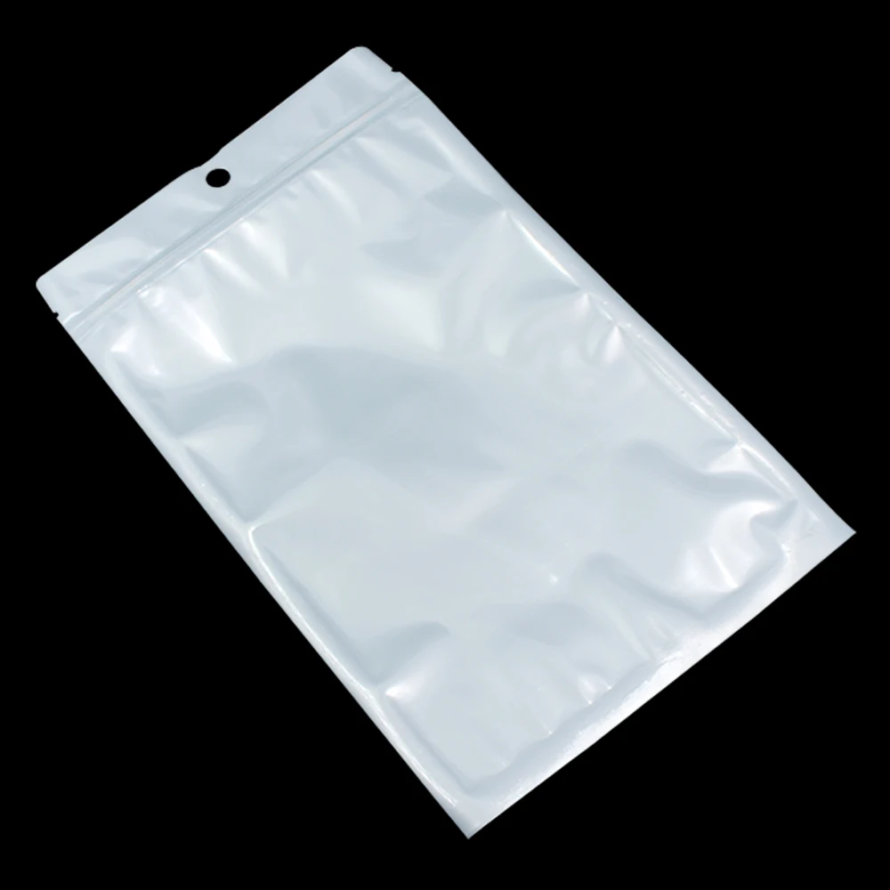 Образец комплект! Белые пластиковые пакеты на молнии, Передняя прозрачная упаковка для розничной упаковки, пакет для хранения, полиэтиленовый пакет на молнии, пакеты с отверстием для подвешивания