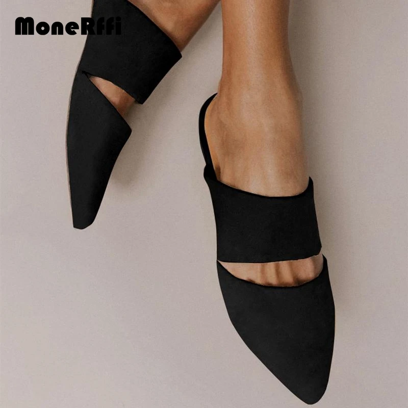 

MoneRffi Womens Leopard Flat Slippers Holidays Pointed Toe Sandals Summer Ladies Casual Shoes Slides Sandals Mule Plus Size 2019