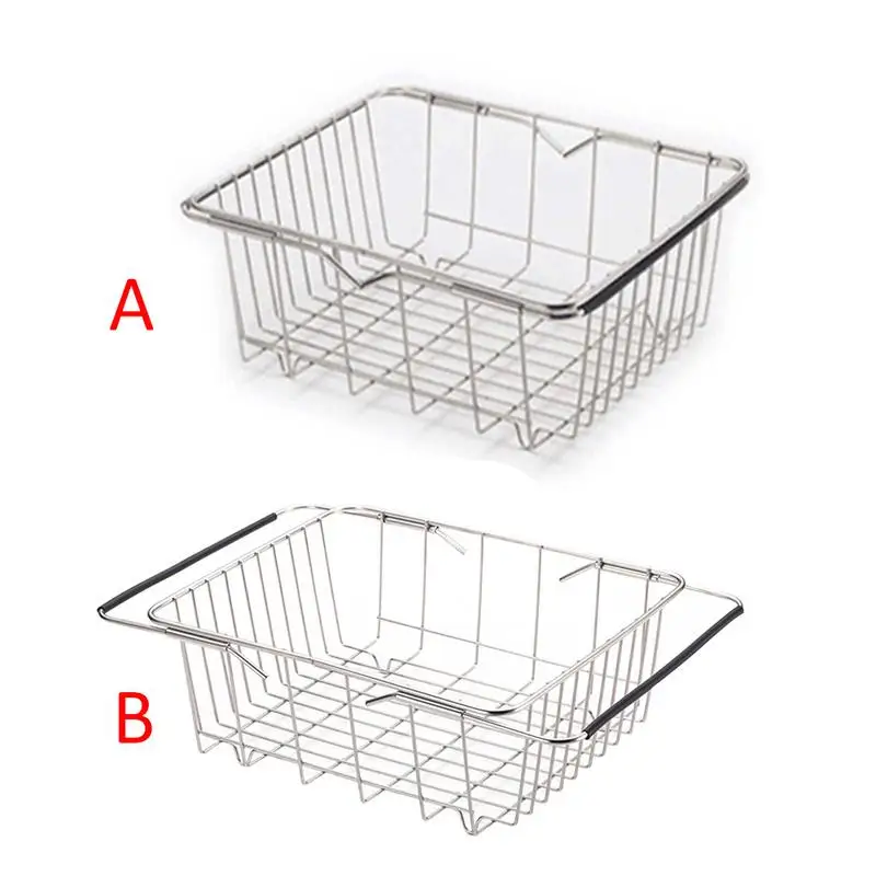 

Stainless Steel Kitchen Telescopic Flat Bottom Drain Storage Basket Rectangular Dish Rack Sink Drain Rack