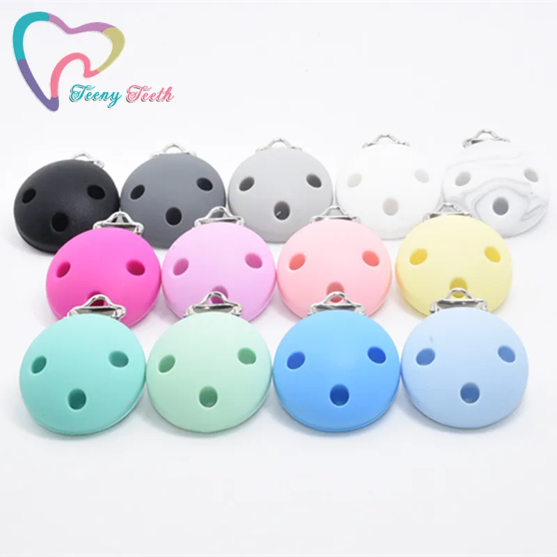 

Teeny Teeth 20 PCS BPA Free Silicone Round 3 Holes Dummy Teether Pacifier Chain Clips DIY Baby Soother Nursing Toy Accessories