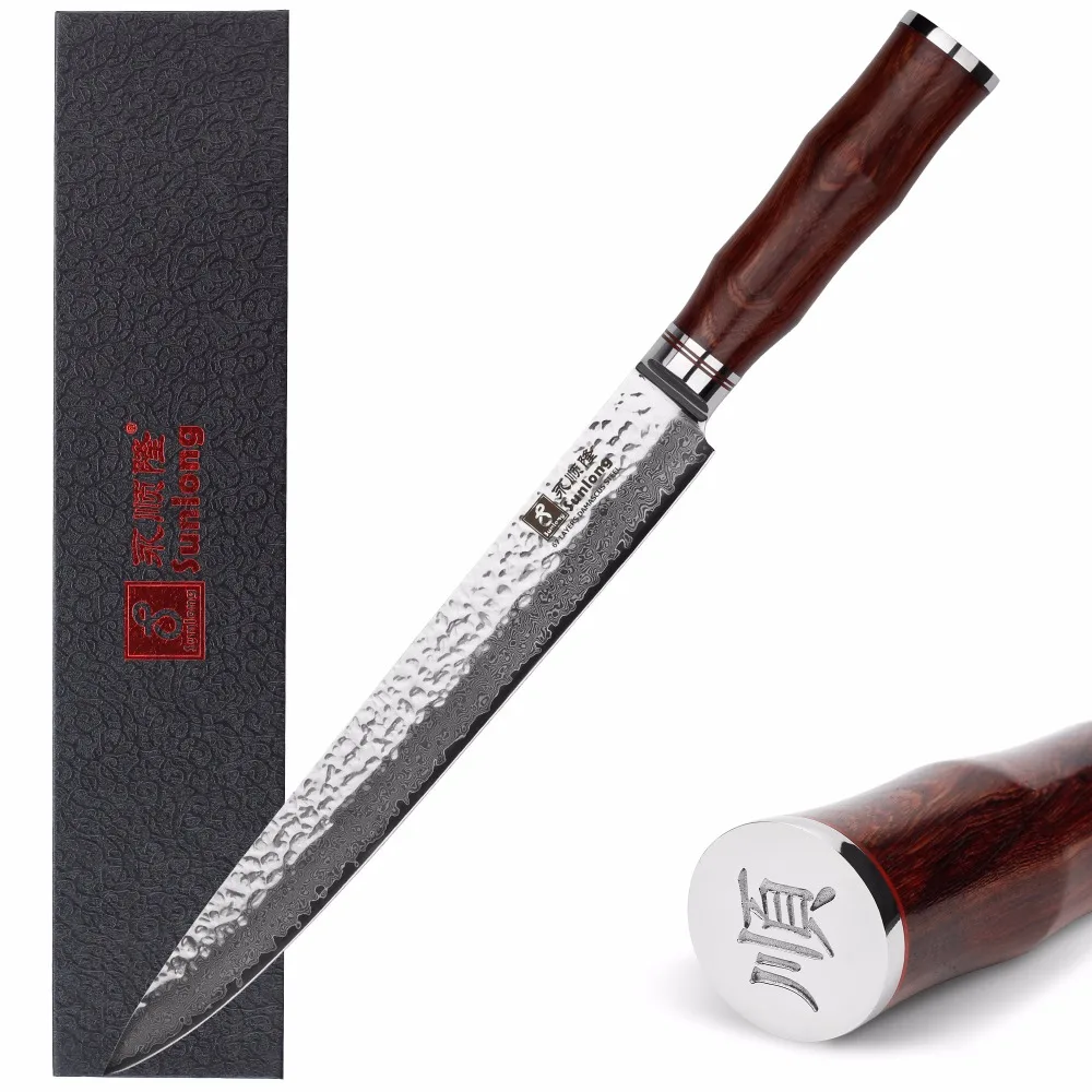 Sunlong 10 inch Fillet Knife Damascus steel Slicing Knives VG10 steel