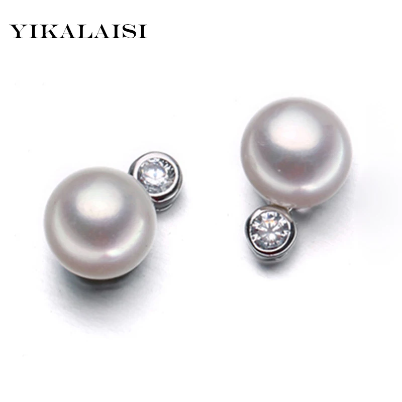 YIKALAISI 925 sterling silver Jewelry for women Natural 8-9 mm Freshwater Pearl jewelry stud Earring with | Украшения и