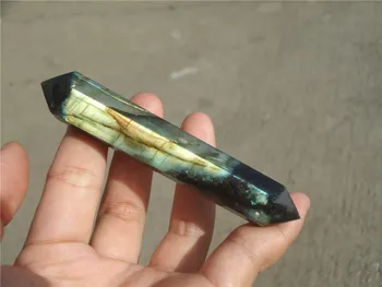 

60G Natural beautiful labradorite QUARTZ CRYSTAL WAND POINT HEALING LA1030